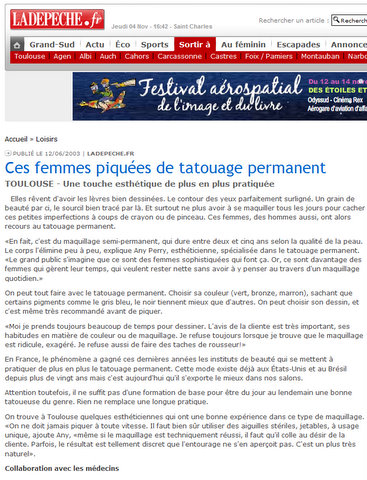 Le maquillage permanent, la Dépêche en parlait en 2003 !