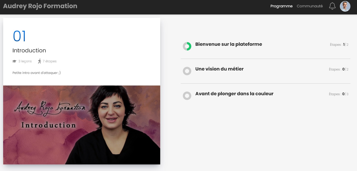Aperçu de la plateforme de formation