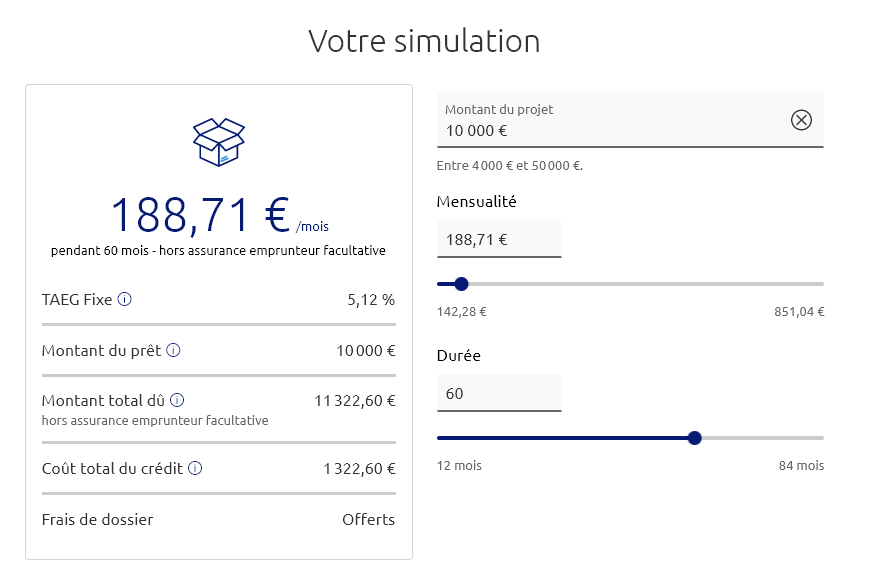 Simulation prêt bancaire oct. 2022