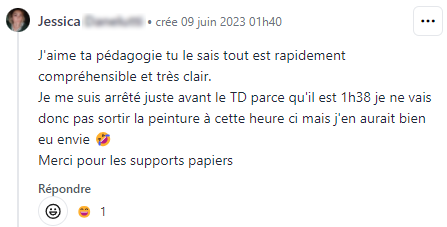 Avis Jessica sur la formation en ligne
